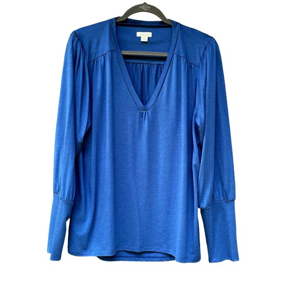 Sundance Tops - Sundance Women's Long Sleeve V-Neck Blue Comfy Bishop Sleeve Boho Ilaria Top XL